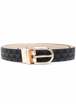 Emporio Armani monogram-print buckle-fastening belt - Black