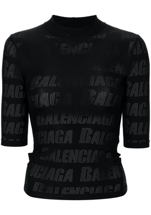 Balenciaga perforated roll-neck shirt - Black