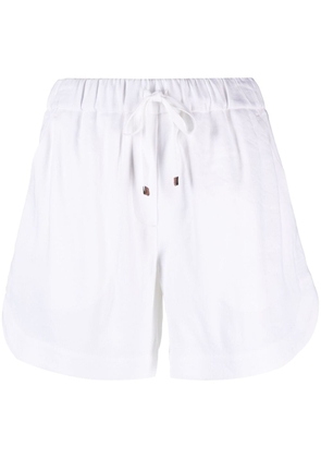 Lorena Antoniazzi side-stripes drawstring linen shorts - White