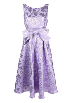 P.A.R.O.S.H. floral-pattern satin midi dress - Purple