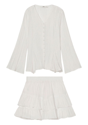 b+ab pleated tiered miniskirt set - White