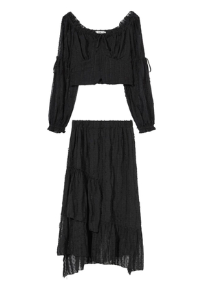 b+ab asymmetric tulle midi skirt set - Black