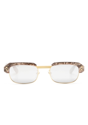 Gucci Eyewear logo-lettering rectangle-frame sunglasses - Brown