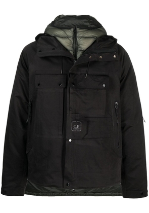 C.P. Company layered zip-up hooded jacket - Black