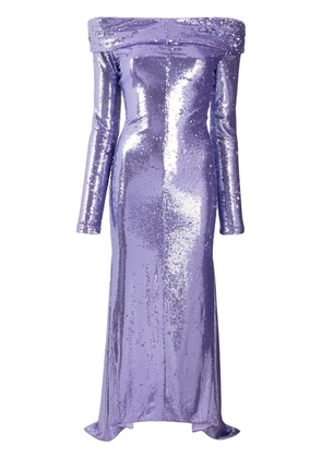 The Attico off-shoulder sequin dress - Purple