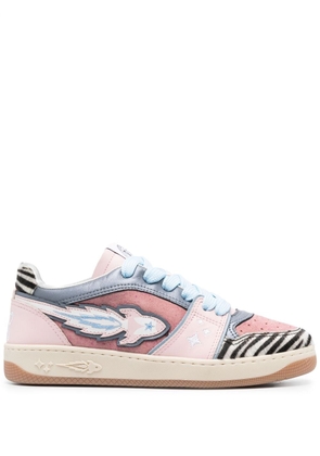 Enterprise Japan logo-patch panelled leather sneakers - Pink