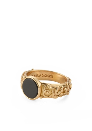 Emanuele Bicocchi arabesque engraved chevalier ring - Gold