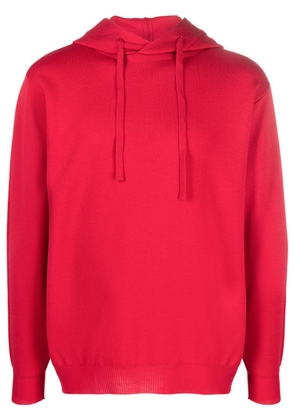 John Smedley virgin wool drawstring hoodie - Red