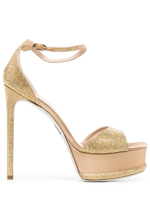 René Caovilla crystal-embellished peep-toe sandals - Gold