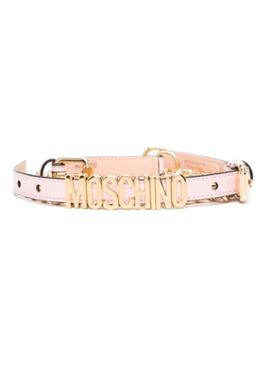 Moschino logo-lettering leather belt - Pink