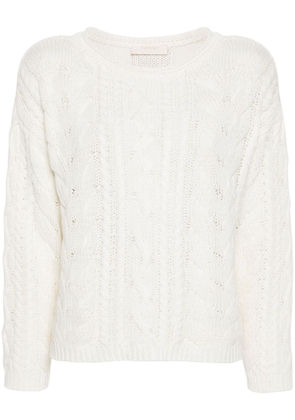 TWINSET logo-patch cable-knit jumper - White