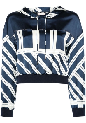 LIU JO multi-stripes satin hoodie - Blue