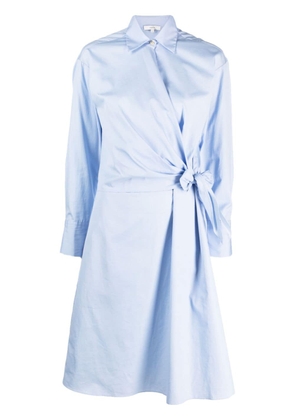 Vince long-sleeved cotton wrap dress - Blue