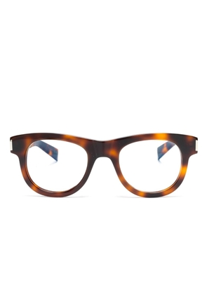 Saint Laurent Eyewear tortoiseshell-effect round-frame glasses - Brown
