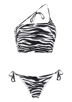 The Attico zebra-print asymmetric bikini - Black