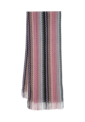 Missoni zigzag-pattern crochet-knit scarf - Black