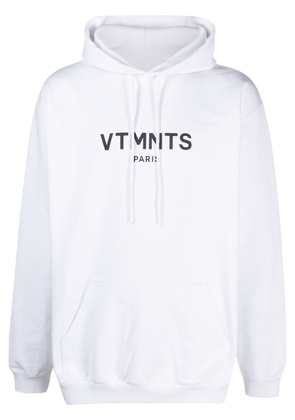 VTMNTS logo-print drawstring hoodie - White