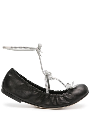 René Caovilla Caterina leather ballerina shoes - Black