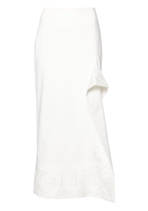 V:PM ATELIER Lynn floral-embroidered pencil skirt - White