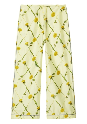 Burberry floral-print silk trousers - Yellow