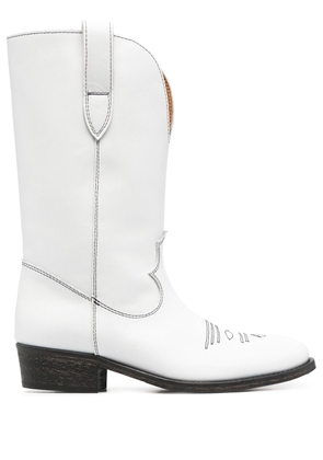 Via Roma 15 stitch-embellished western boots - White