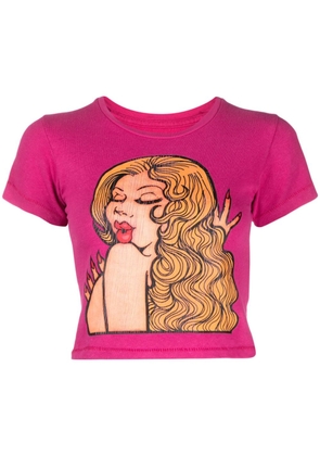 ERL graphic-print crop T-shirt - Pink