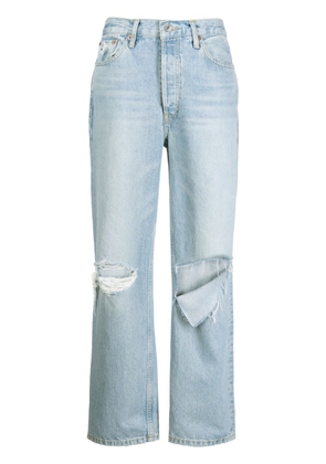RE/DONE ripped-detail straight-leg jeans - Blue