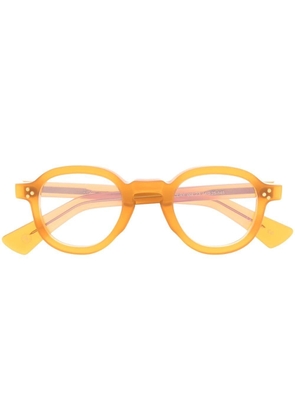 Lesca logo-print round-frame glasses - Orange