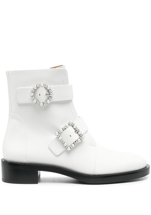 Stuart Weitzman Ryder buckle-strap ankle boots - White