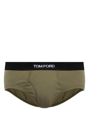 TOM FORD logo-waistband stretch-cotton briefs - Green