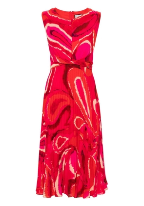 NISSA abstract plissé midi dress - Red