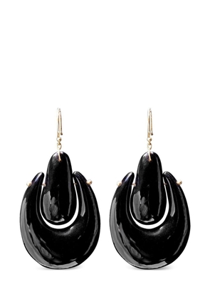 Ten Thousand Things 18kt yellow gold large O'Keeffe onyx earrings