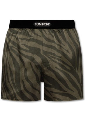 TOM FORD zebra-print stretch-silk boxers - Green
