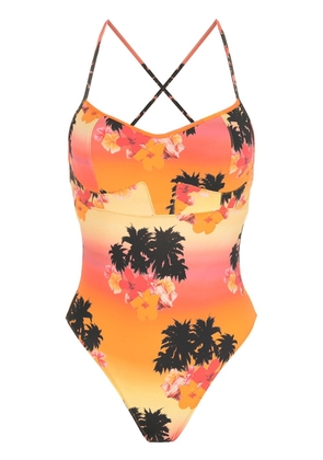 Amir Slama print Ilha de Hibiscus swimsuit - Orange