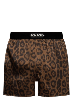 TOM FORD leopard-print stretch-silk boxers - Brown