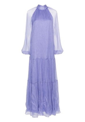 NISSA lurex-detail silk maxi dress - Purple