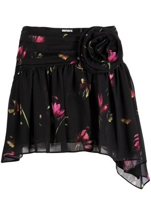 ROTATE BIRGER CHRISTENSEN floral-print asymmetric skirt - Black