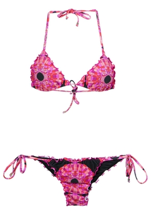 Amir Slama printed triangle bikini top - Pink