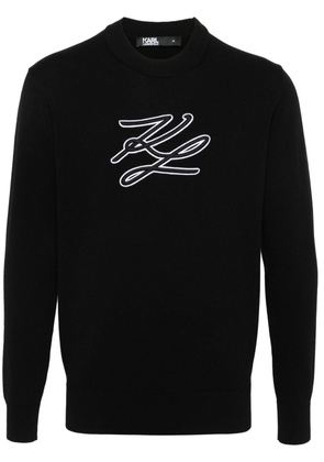 Karl Lagerfeld logo-embroidered jumper - Black