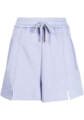 Lorena Antoniazzi logo-embroidery cotton track shorts - Blue