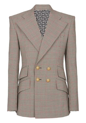 Balmain Prince of Wales double-breasted blazer - Brown