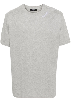 Balmain logo-embroidered cotton T-shirt - Grey