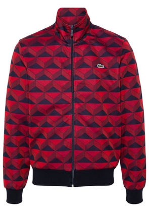 Lacoste zip-up geometric-jacquard sweatshirt - Red