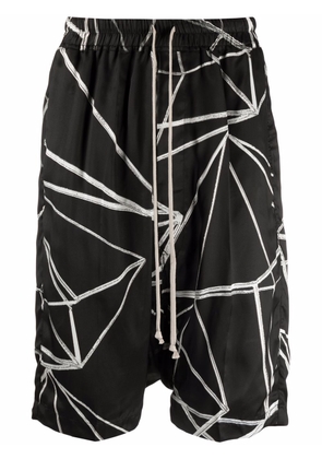 Rick Owens printed drop-crotch shorts - Black
