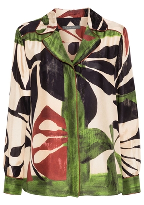 Alberta Ferretti abstract-print satin shirt - Green