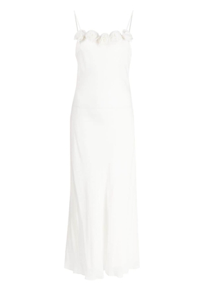 Rixo Benedetta rose-appliqué midi dress - White