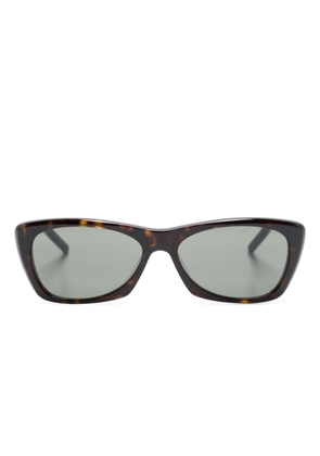 Saint Laurent Eyewear logo-engraved rectangular-frame sunglasses - Brown