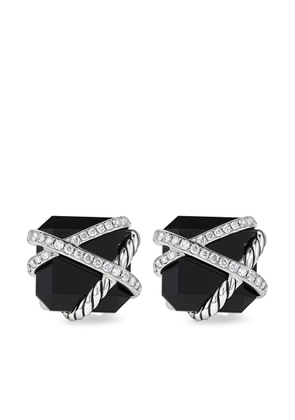 David Yurman sterling silver Cable Wrap diamond earrings - Black