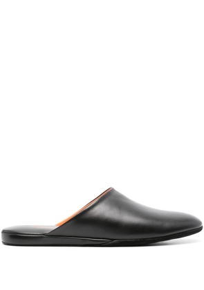 Santoni smooth leather slippers - Black