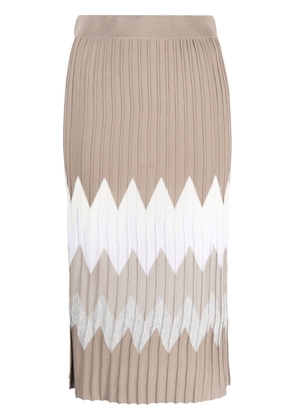 Le Tricot Perugia zigzag-print high-waisted skirt - Neutrals